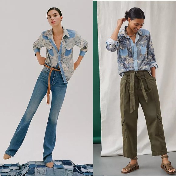 Anthropologie NEW Floral Chambray Buttondown - Picture 1 of 5